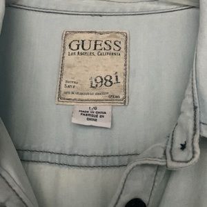 Button front soft denim collared shirt.  Soft blue color.